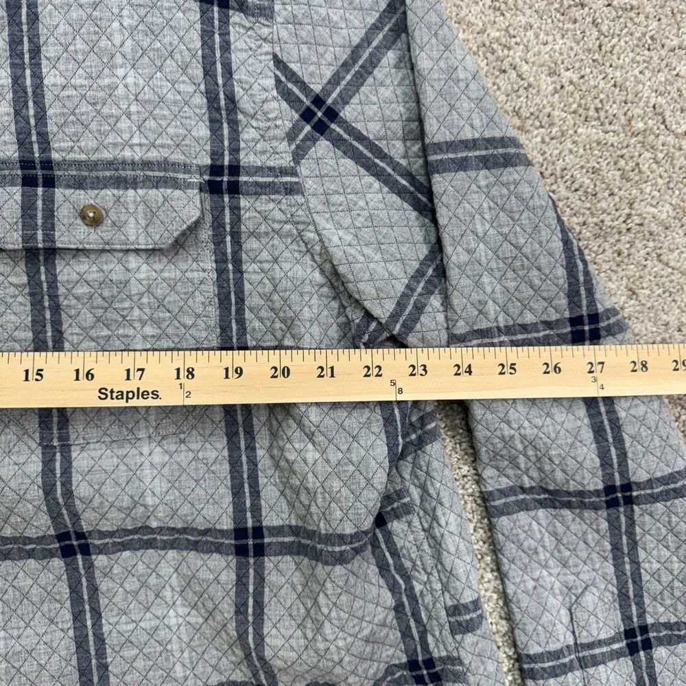 Southern Tide Quilted Shirt Jacket Men XL‎ Gray Plaid Button Up Long Sleeve
